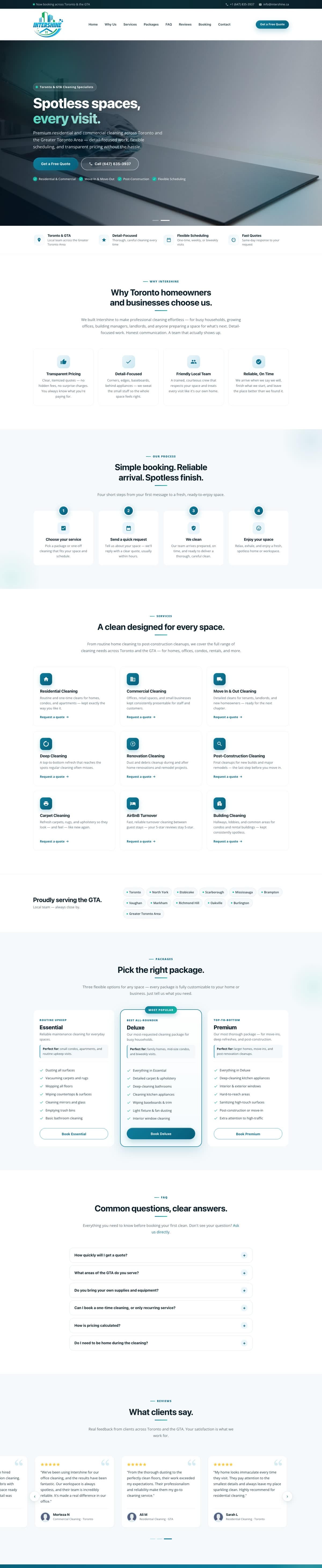 Intershine website, full page