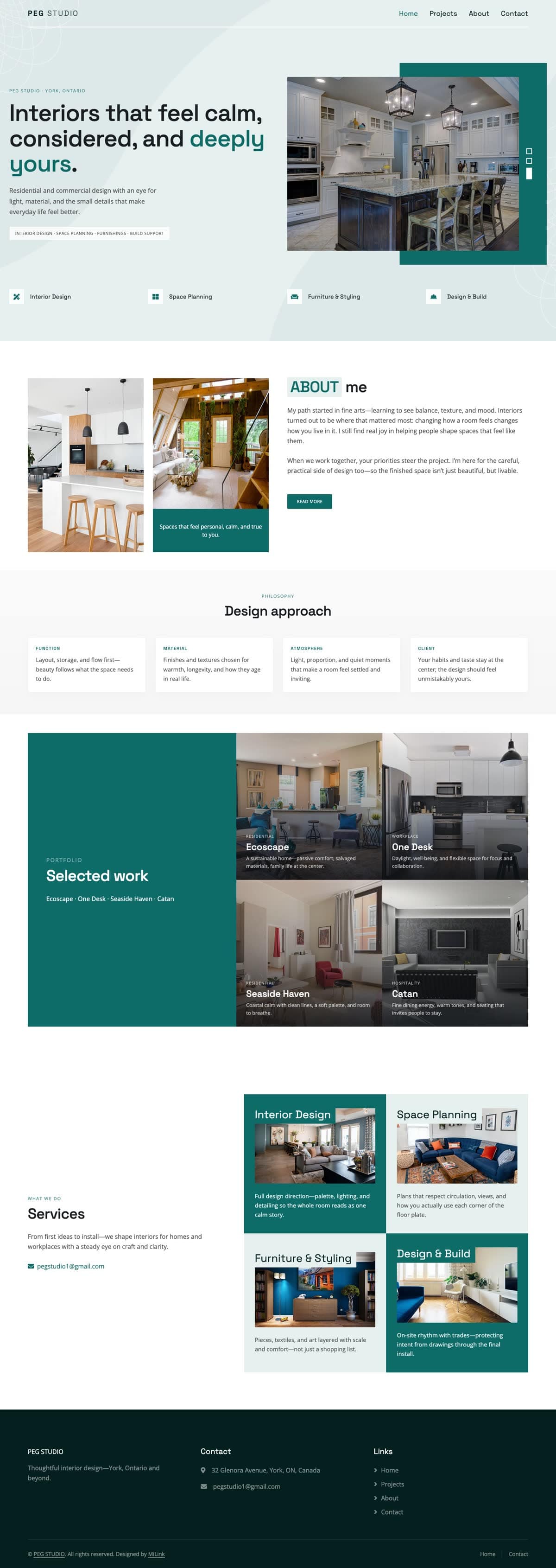 PEG Studio website, full page